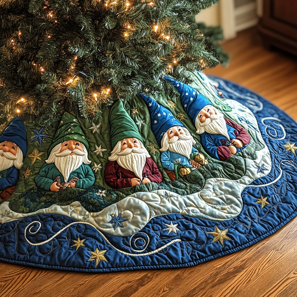 Gnome Magic Quilted Christmas Tree Skirt NCU0VH438