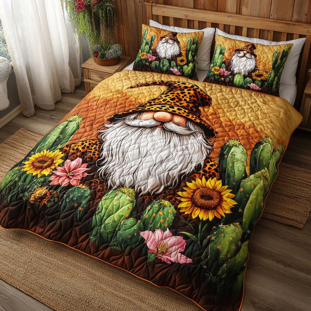Gnome Meadow Joy 3-Piece Quilted Bedding Set NCU0XD100