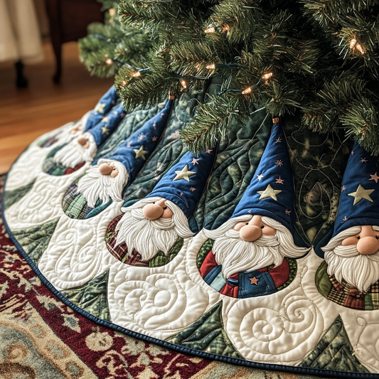 Gnome Merriment Quilted Christmas Tree Skirt NCU0VH439