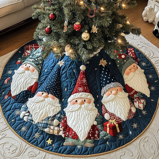 Gnome Noel Celebration Christmas Quilted Tree Skirt NCU0DV1516