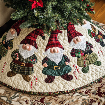 Gnome Noel Charm Quilted Christmas Tree Skirt NCU0PT1845
