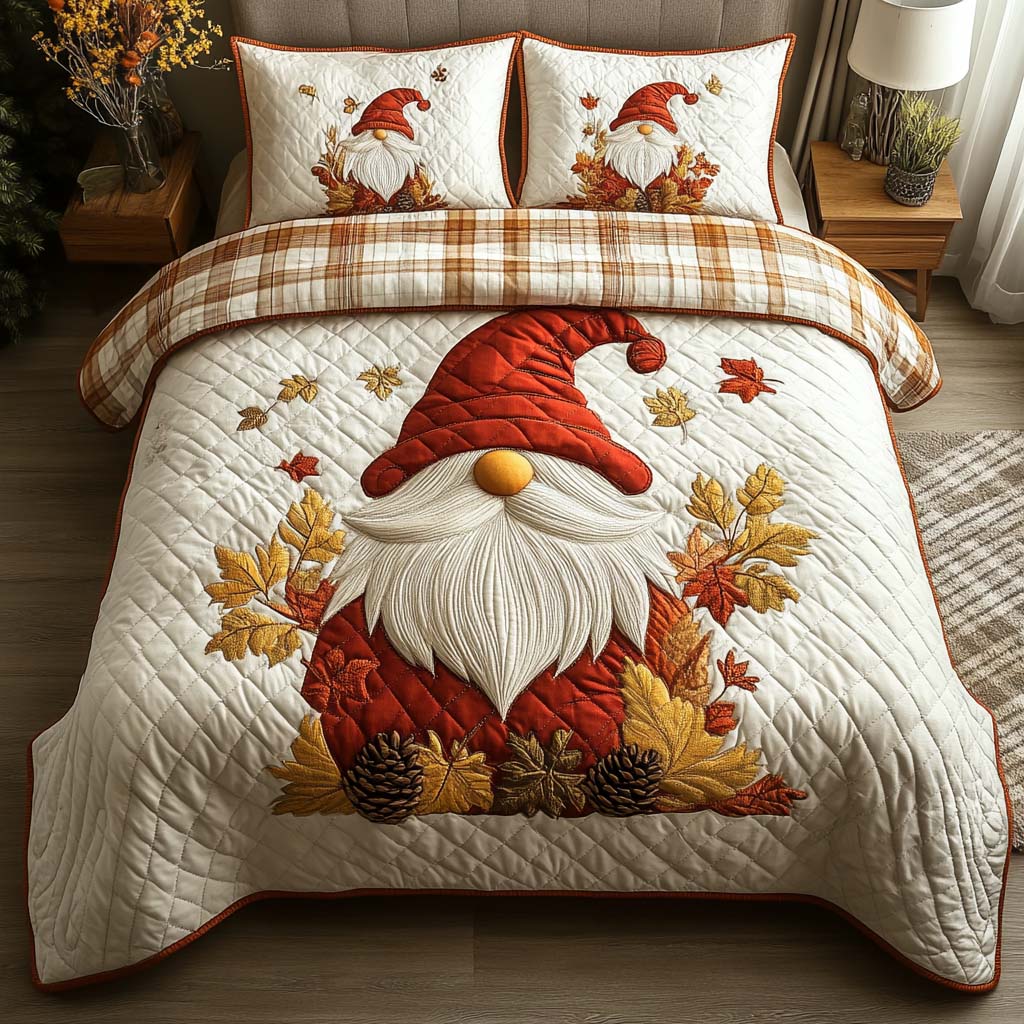 Gnome Parade 3-Piece Quilted Bedding Set NCU0DV7189