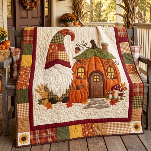 Gnome Pumpkin Home Quilted Blanket NCU0XD2896