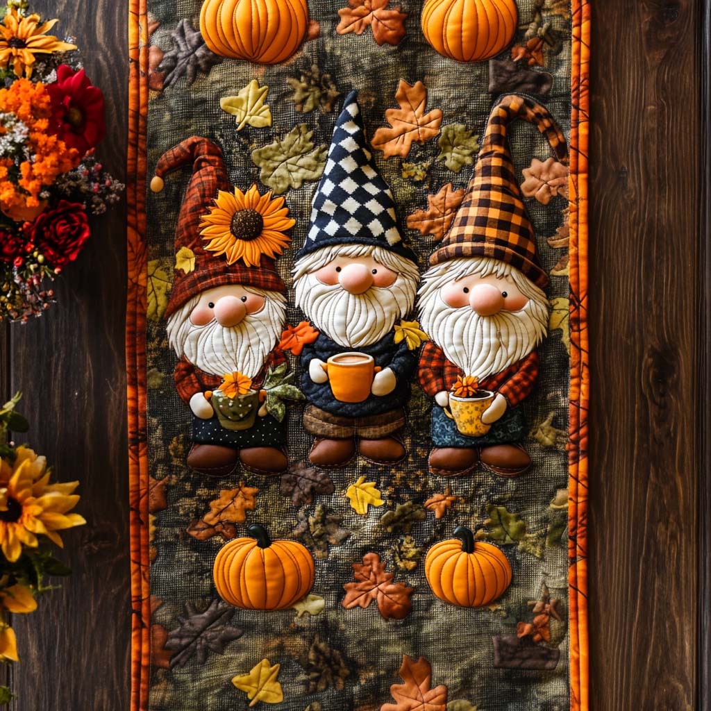 Gnome Rustic Trail Quilted Table Runner NCU0NT9132