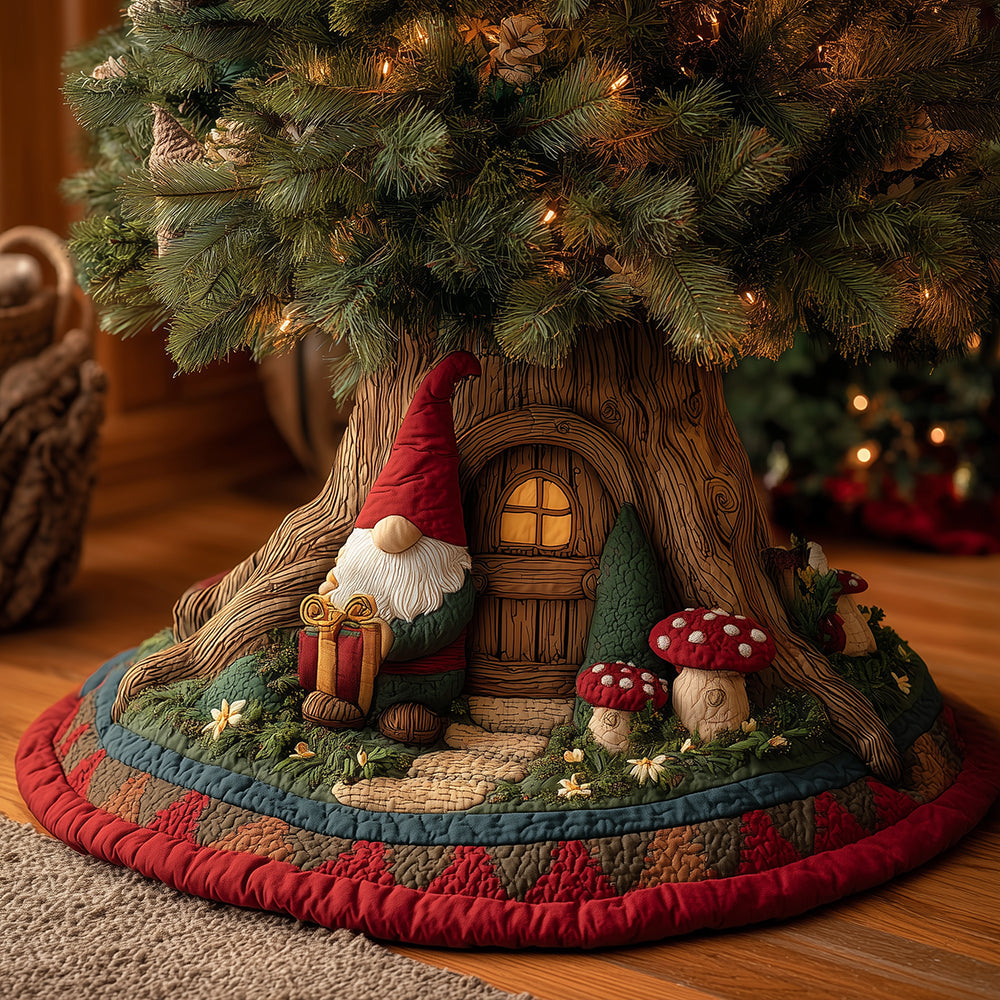 Gnome Small Gift Christmas Quilted Tree Skirt NCU0TH3839