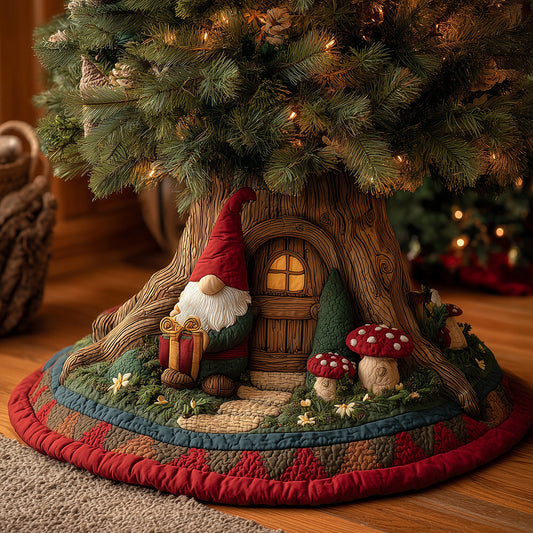 Gnome Small Gift Christmas Quilted Tree Skirt NCU0TH3839