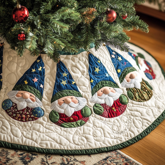 Gnome Spirit Quilted Christmas Tree Skirt NCU0VH434