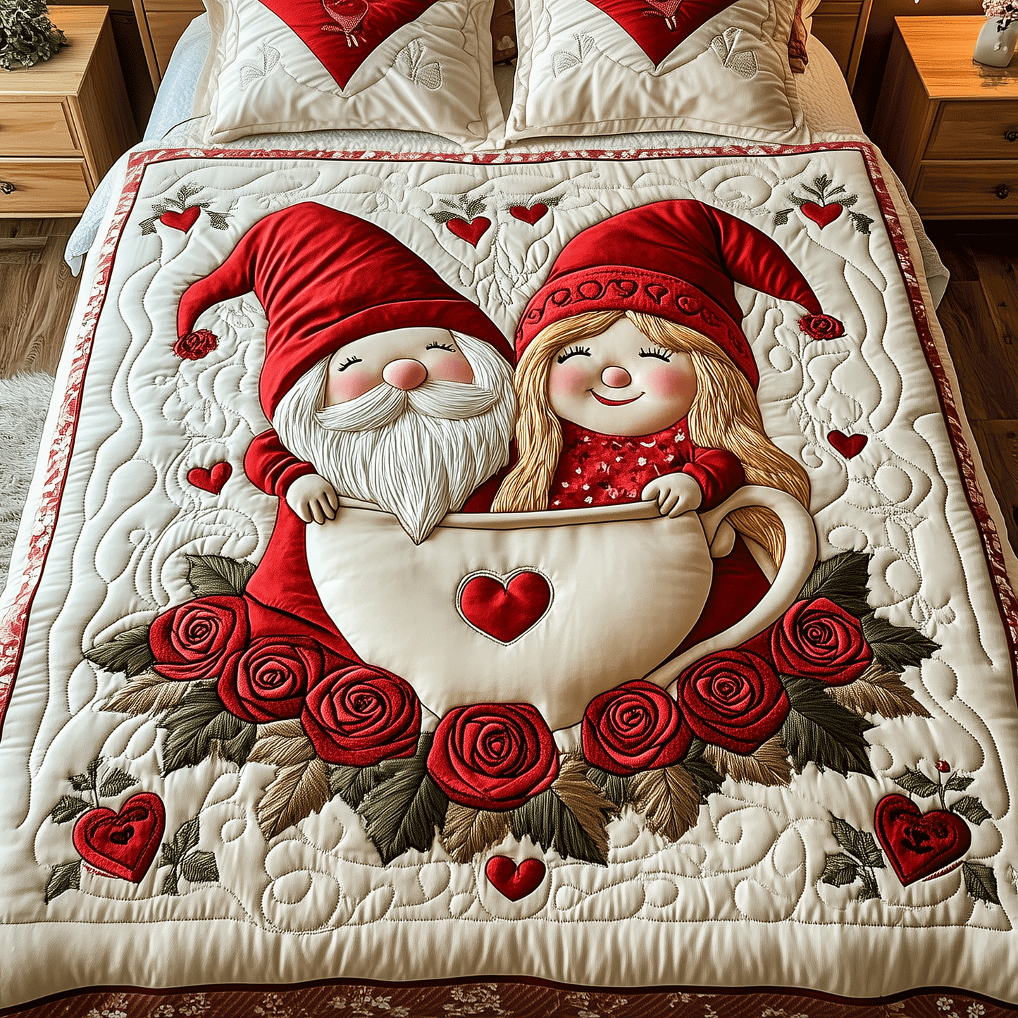 Gnome Sweet Gnome 3-Piece Quilted Bedding Set NCU0TH2565