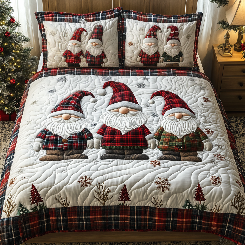 Gnome Sweet Gnome 3-Piece Quilted Bedding Set NCU0DV1777