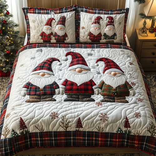 Gnome Sweet Gnome 3-Piece Quilted Bedding Set NCU0DV1777