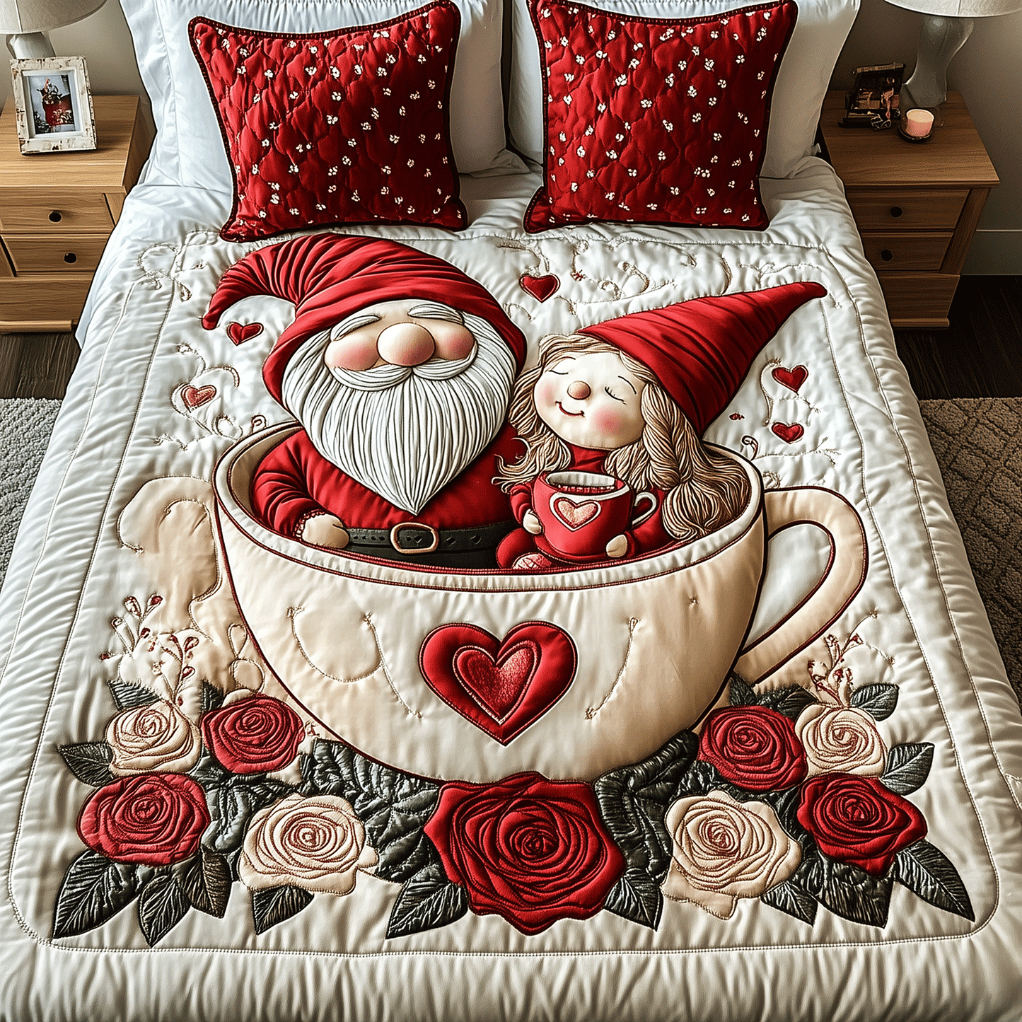 Gnome Together 3-Piece Quilted Bedding Set NCU0TH2562