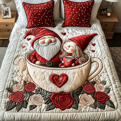 Gnome Together 3-Piece Quilted Bedding Set NCU0TH2562