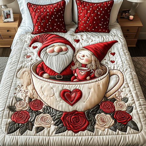 Gnome Together 3-Piece Quilted Bedding Set NCU0TH2562