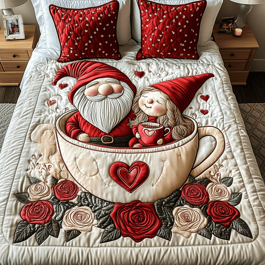 Gnome Together 3-Piece Quilted Bedding Set NCU0TH2562