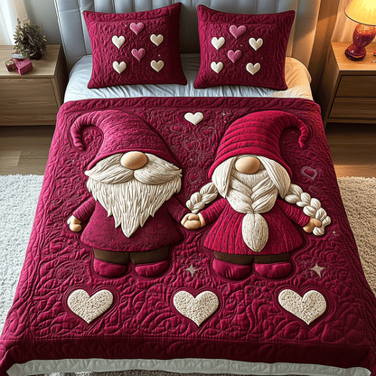Gnome Together Always 3-Piece Quilted Bedding Set NCU0TH2477