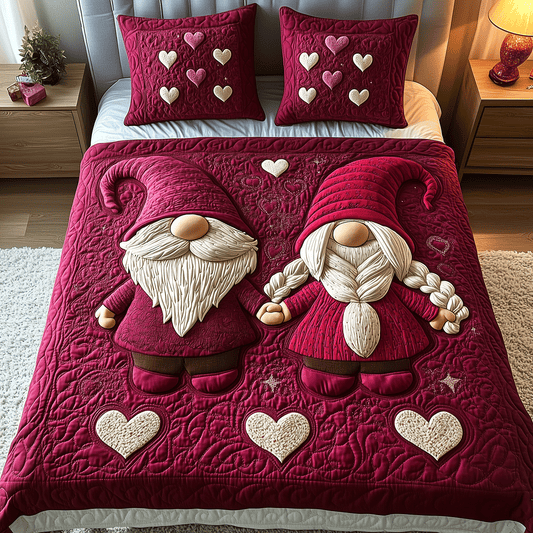 Gnome Together Always 3-Piece Quilted Bedding Set NCU0TH2477