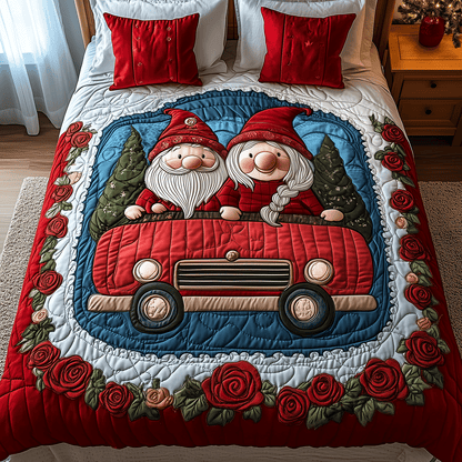 Gnome Truck Love 3-Piece Quilted Bedding Set NCU0TH2557