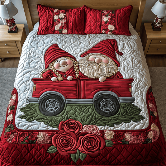 Gnome Truck Parade 3-Piece Quilted Bedding Set NCU0TH2553