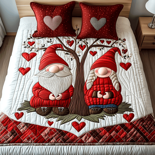 Gnome Valentine Bliss 3-Piece Quilted Bedding Set NCU0TH2484