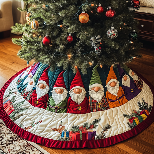 Gnome Village Quilted Christmas Tree Skirt NCU0VH444