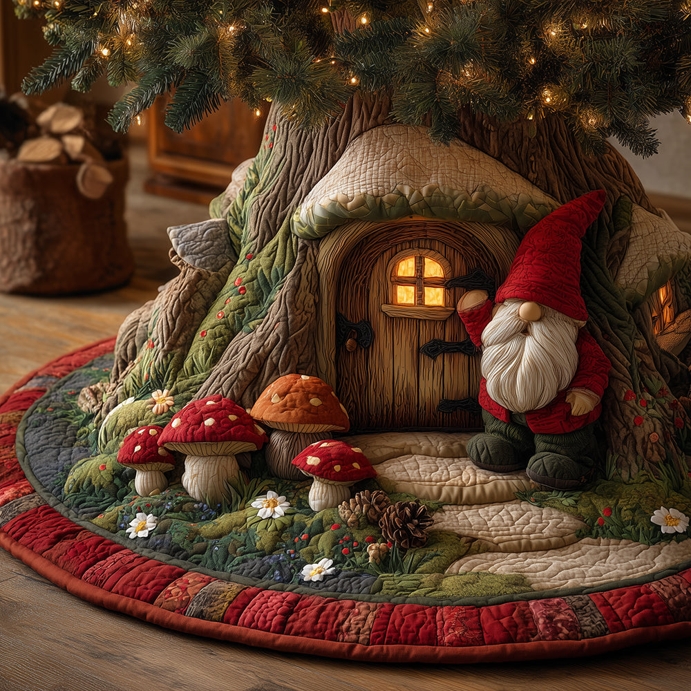 Gnome Welcome Home Christmas Quilted Tree Skirt NCU0TH3840