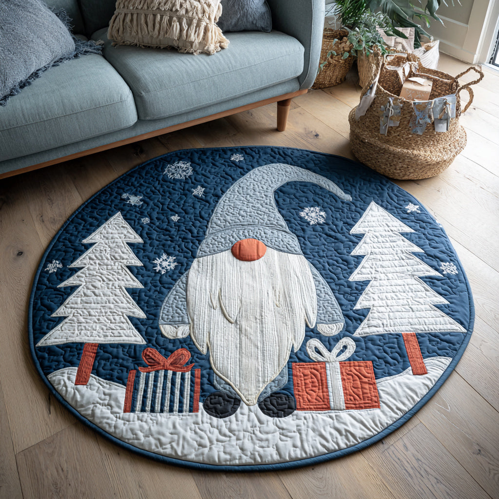Gnome Winter Quilted Round Mat NCU0HH272