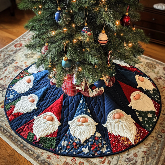 Gnome Winter Wishes Christmas Quilted Tree Skirt NCU0DV1513