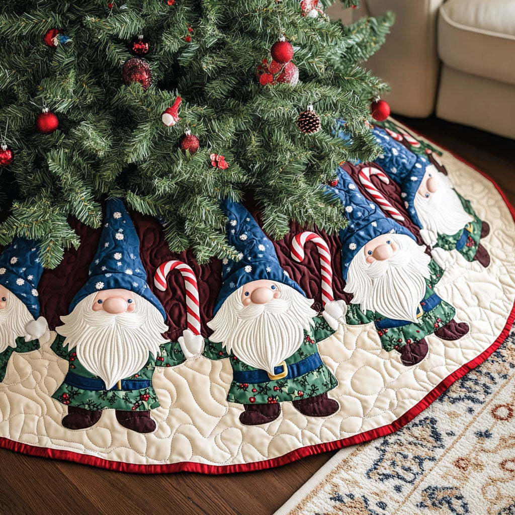 Gnome Winter Wishes Quilted Christmas Tree Skirt NCU0PT1847