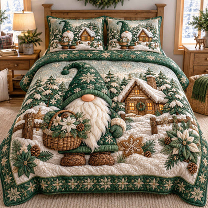 Gnome Wonderland 3-Piece Quilted Bedding Set NCU0TD3218