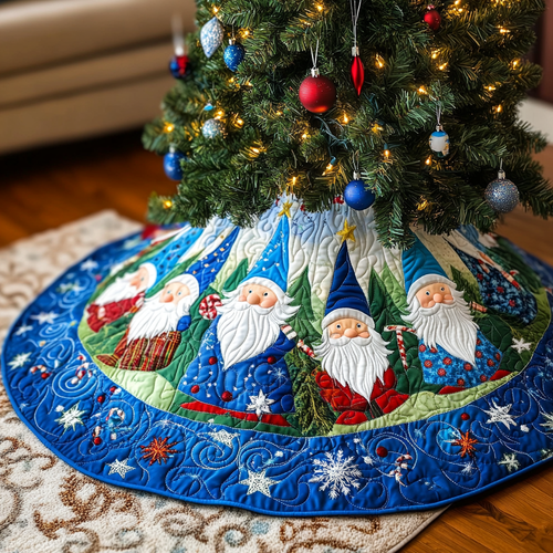 Gnome Wonderland Quilted Christmas Tree Skirt NCU0VH430