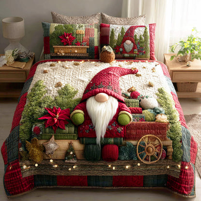 Gnome Wonderland Trail 3-Piece Quilted Bedding Set NCU0TD1094