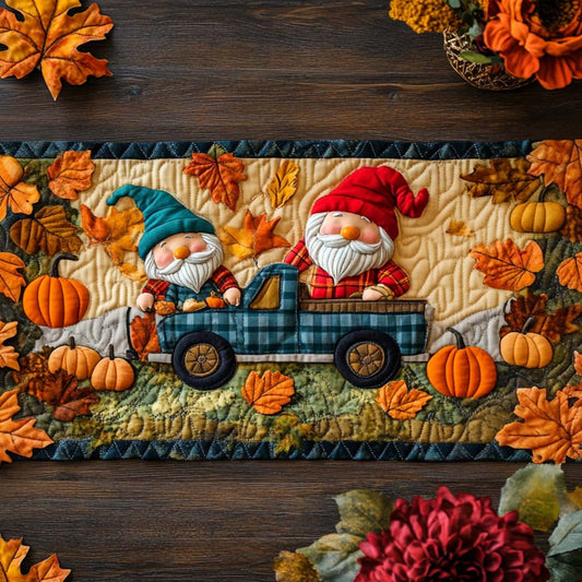 Gnome and Leaves Quilted Table Runner NCU0NT9125