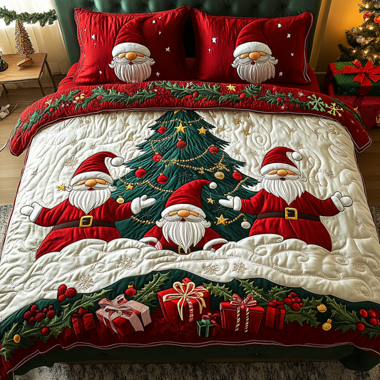 Gnome for the Holidays 3-Piece Quilted Bedding Set NCU0DK2580