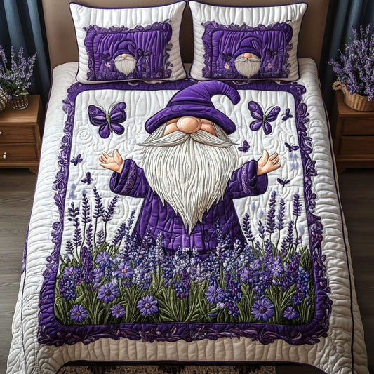 Gnome in Bloom 3-Piece Quilted Bedding Set NCU0PT3193