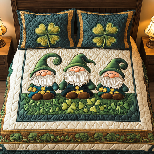 Gnome in Luckland 3-Piece Quilted Bedding Set NCU0TL2236