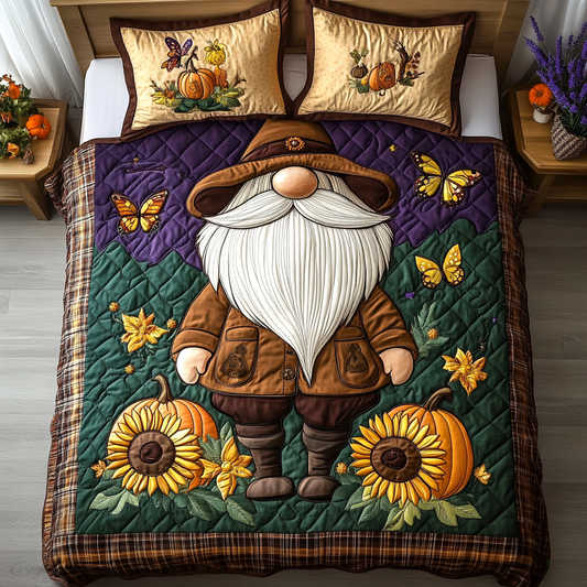 Gnomebody Does Fall Like This 3-Piece Quilted Bedding Set NCU0PT8552