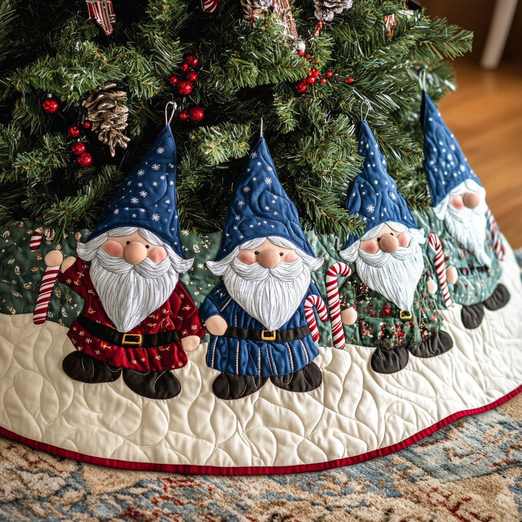 Gnomes Wonderland Quilted Christmas Tree Skirt NCU0PT1850