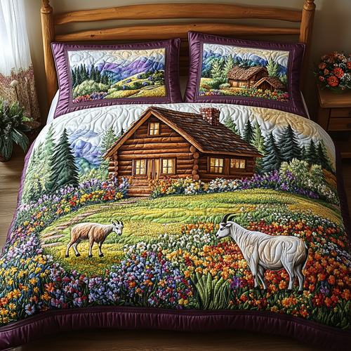 Goat Valley Cabin 3-Piece Quilted Bedding Set NCU0VL2609