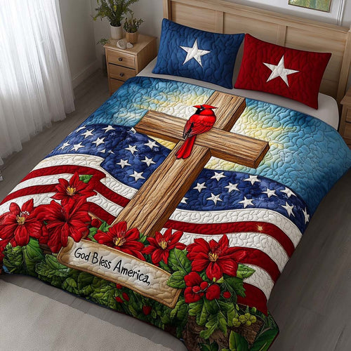 God Bless America 3-Piece Quilted Bedding Set NCU0NT7818