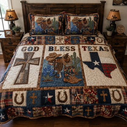God Bless Texas 3-Piece Quilted Bedding Set NCU0PT11723