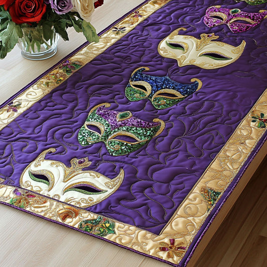 Gold Masks Quilted Table Runner NCU0NT3549