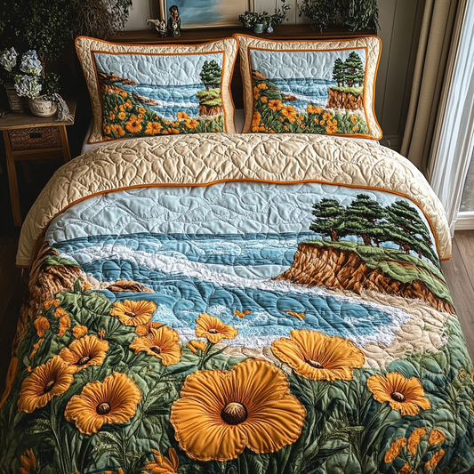 Golden Bloom Quilted Bedding Set NCU0DV5010