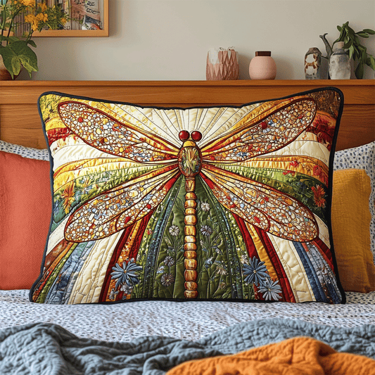 Golden Dragonfly Quilted Bedding Pillow Case NCU0DV2854