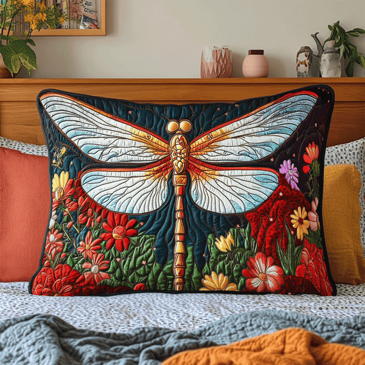 Golden Dragonfly Quilted Bedding Pillow Case NCU0DV4972