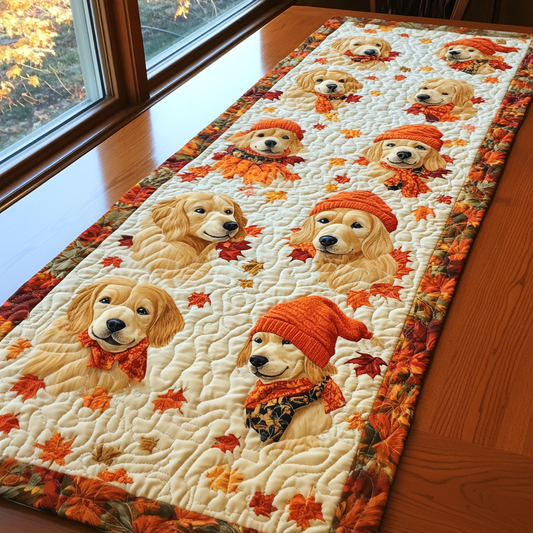 Golden Fall Delight Quilted Table Runner NCU0PT505