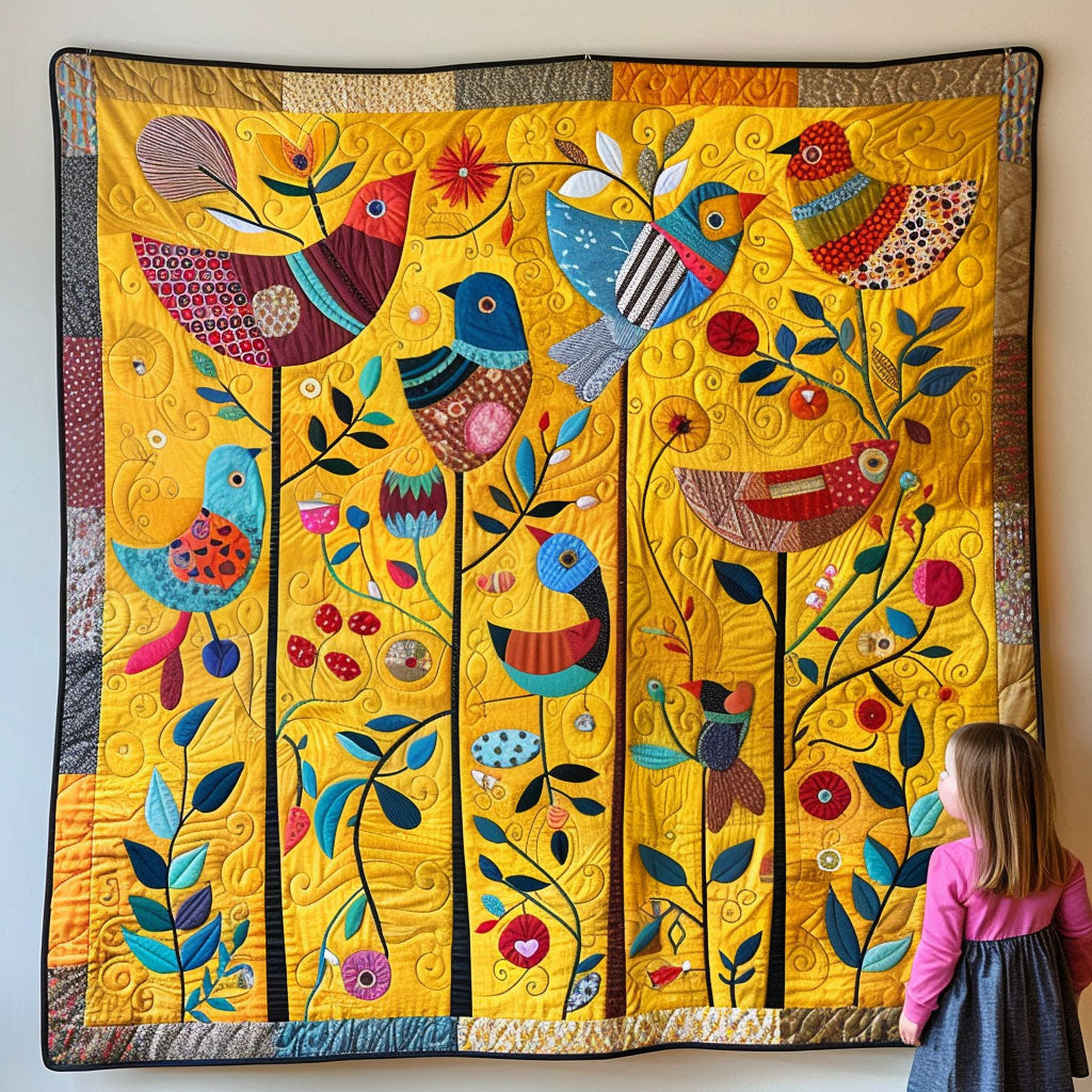 Golden Finch Floral Quilted Blanket NCU0TL400