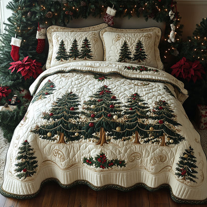 Christmas Tree 3-Piece Quilted Bedding Set NCU0VT341