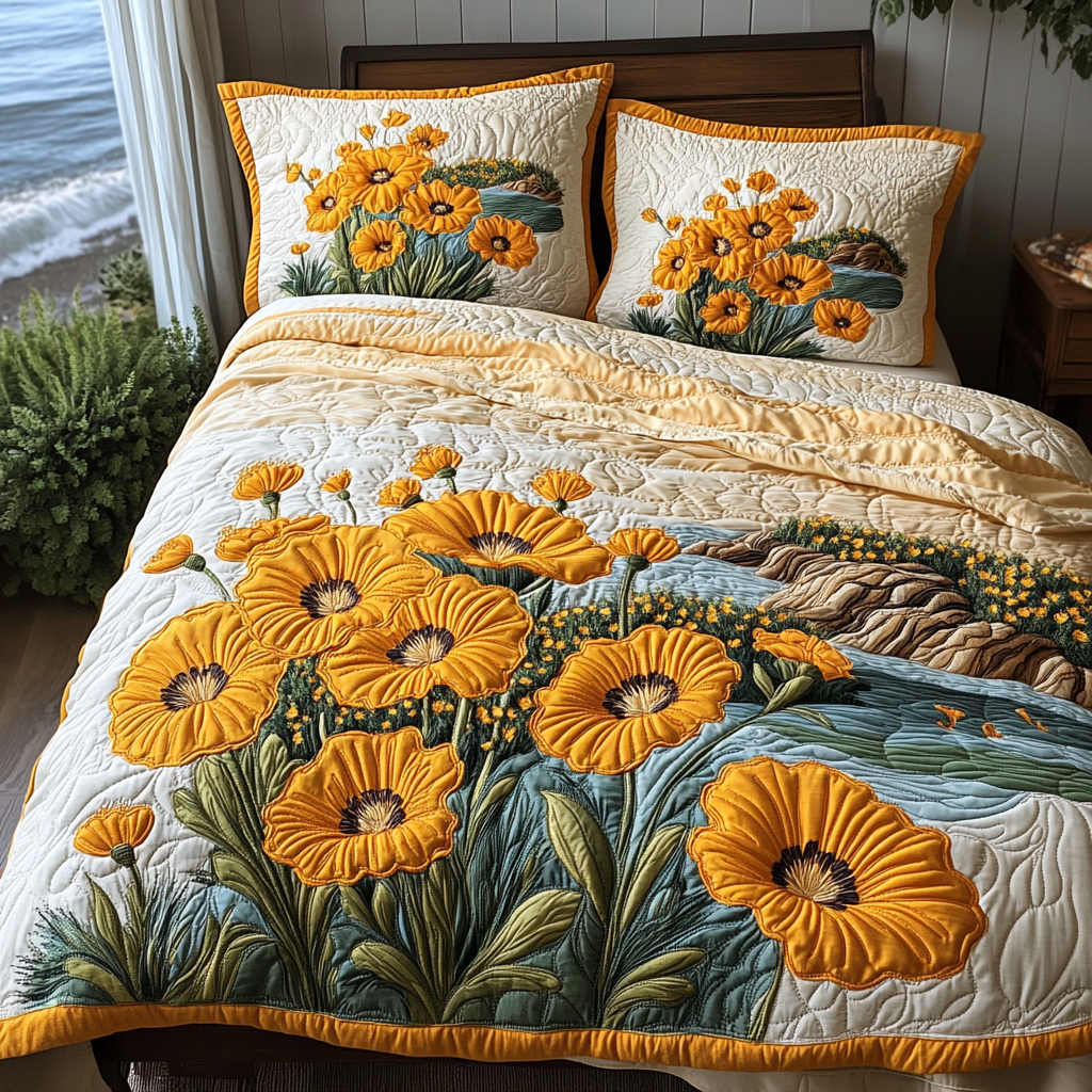 Golden Glow Quilted Bedding Set NCU0DV5013