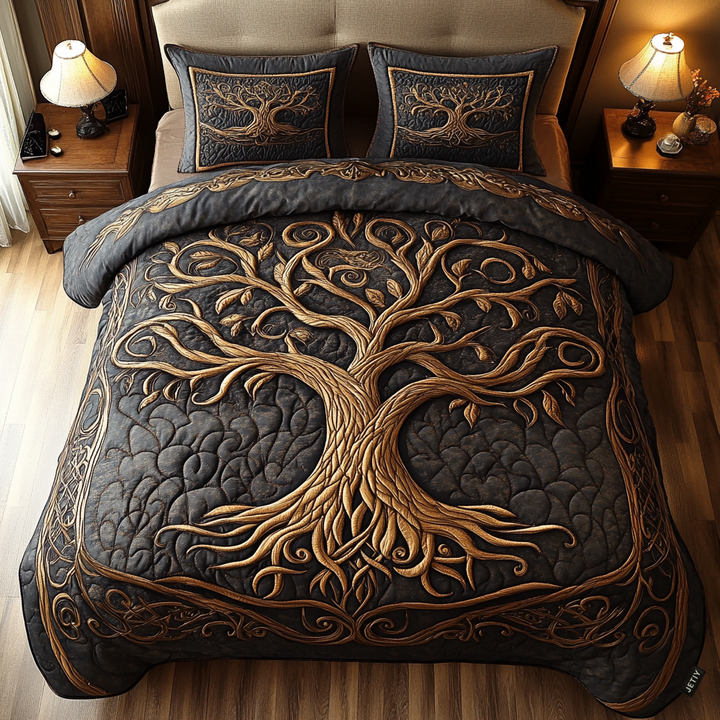 Tree of Harmony 3-Piece Quilted Bedding Set NCU0TH2453