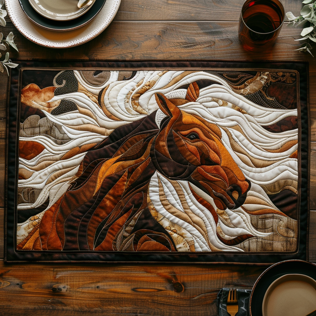 Golden Horse Quilted Placemat NCU0DV347